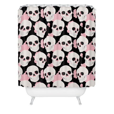 Avenie Goth Skulls Pink Shower Curtain