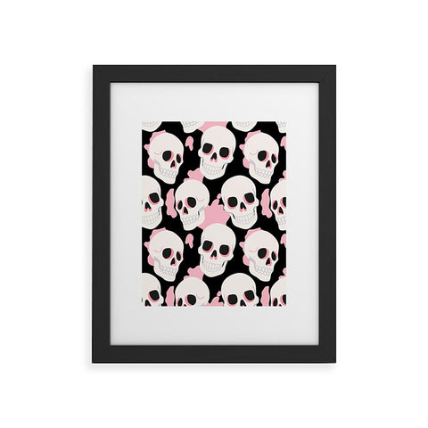 Avenie Goth Skulls Pink Framed Art Print