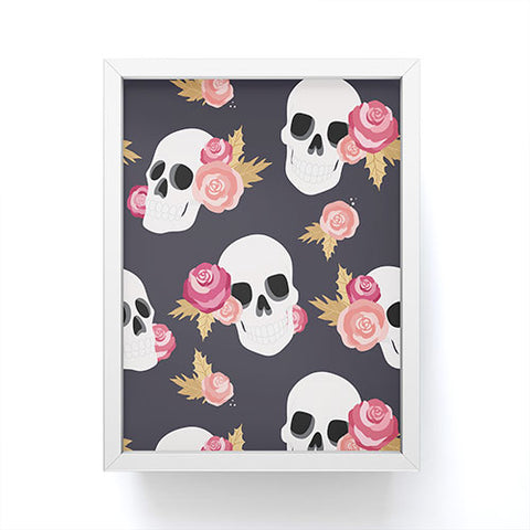Avenie Gothic Floral Skulls Framed Mini Art Print