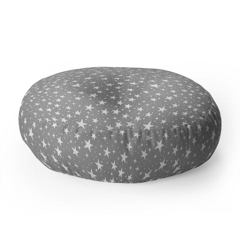 Avenie Grey Stars Floor Pillow Round