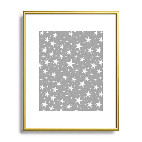 Avenie Grey Stars Metal Framed Art Print