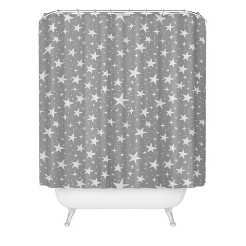 Avenie Grey Stars Shower Curtain