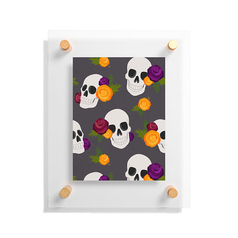 Avenie Halloween Floral Skulls Floating Acrylic Print