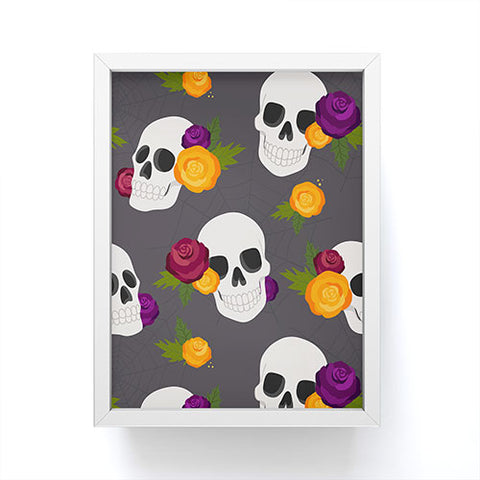 Avenie Halloween Floral Skulls Framed Mini Art Print