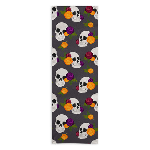 Avenie Halloween Floral Skulls Yoga Towel