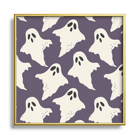 Avenie Halloween Ghosts Square Metal Framed Art Print