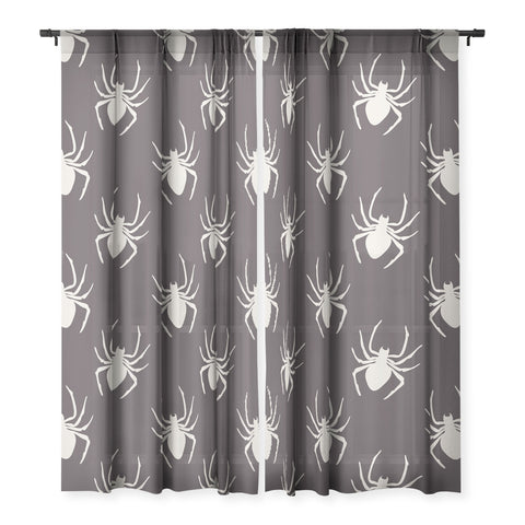 Avenie Halloween Spiders Sheer Window Curtain