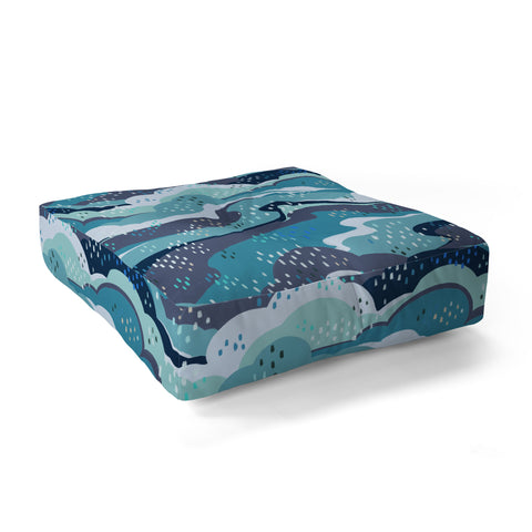 Avenie Land and Sky Ocean Surf Floor Pillow Square