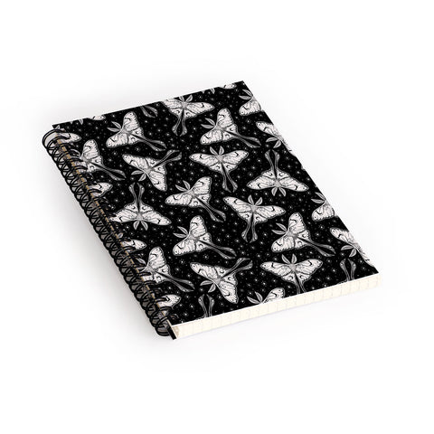 Avenie Luna Moth Black and Cream Spiral Notebook