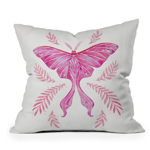 Avenie Luna Moth Bright Pink Outdoor Throw Pillow