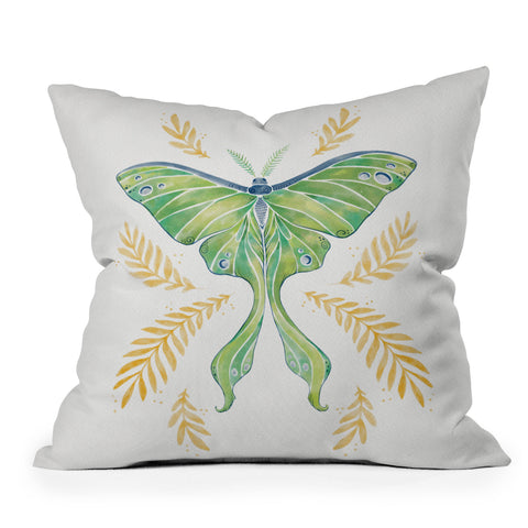 Avenie Luna Moth Classic Green Outdoor Throw Pillow