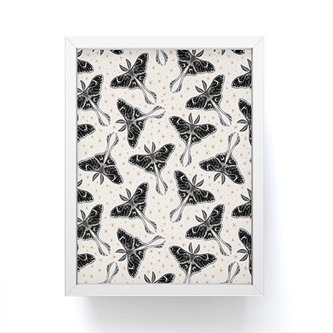 Avenie Luna Moth Cream And Black Framed Mini Art Print
