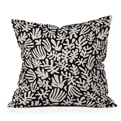 Avenie Matisse Inspired Shapes Black I Outdoor Throw Pillow
