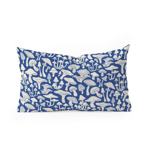 Avenie Mushrooms In Blue Oblong Throw Pillow