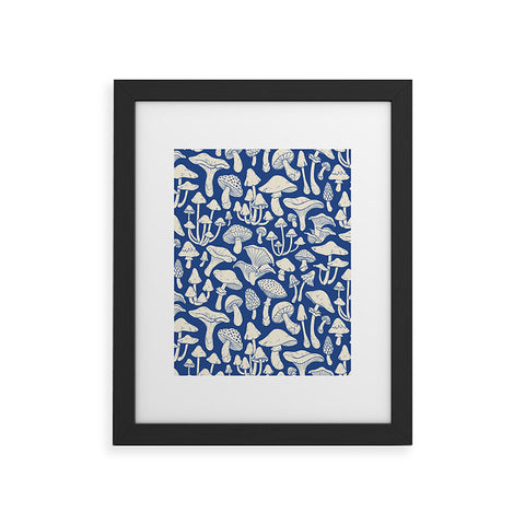 Avenie Mushrooms In Blue Framed Art Print
