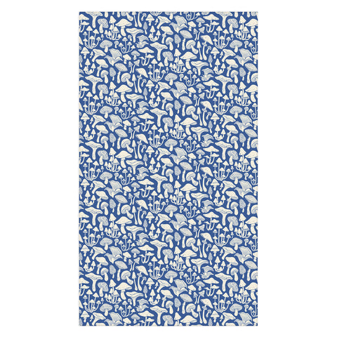 Avenie Mushrooms In Blue Tablecloth