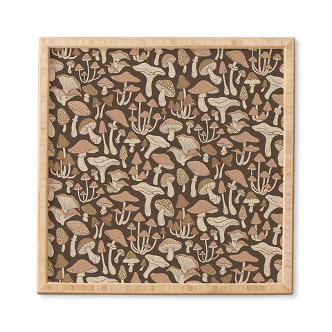 Avenie Mushrooms In Neutral Brown Framed Wall Art