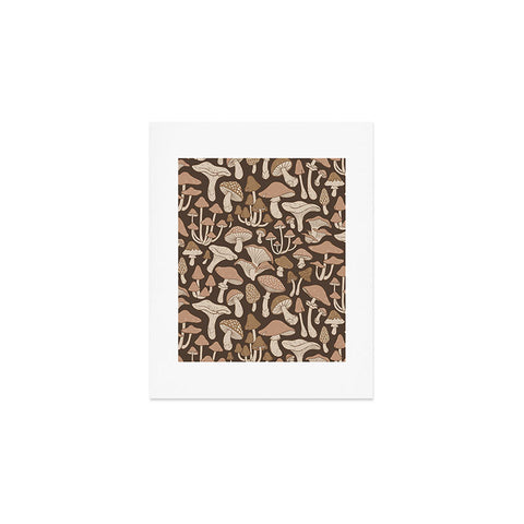 Avenie Mushrooms In Neutral Brown Art Print