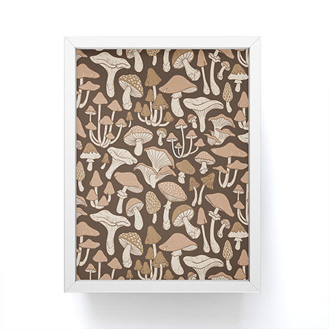 Avenie Mushrooms In Neutral Brown Framed Mini Art Print