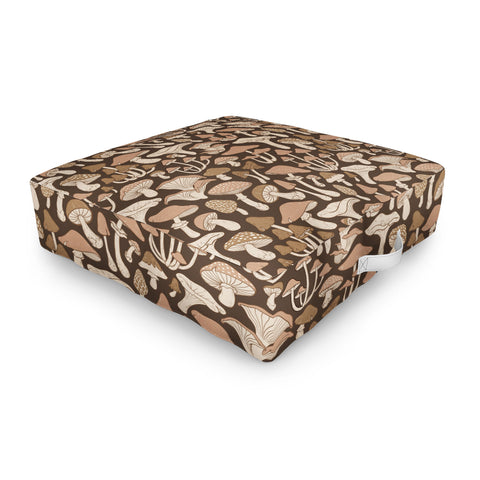 Avenie Mushrooms In Neutral Brown Outdoor Floor Cushion