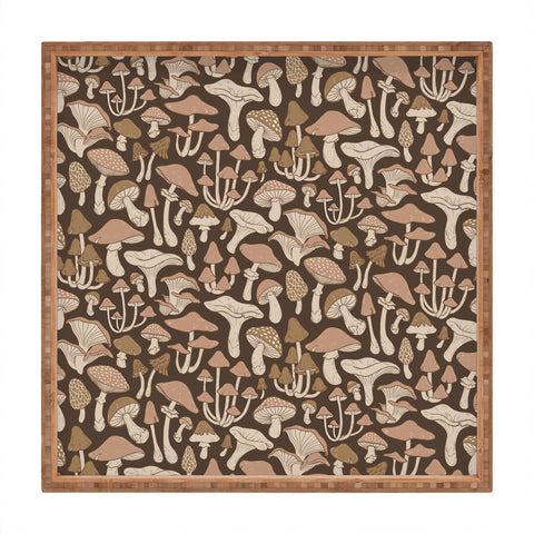 Avenie Mushrooms In Neutral Brown Square Tray