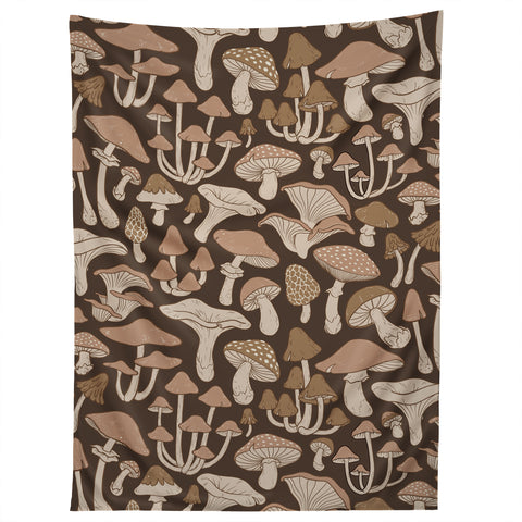 Avenie Mushrooms In Neutral Brown Tapestry