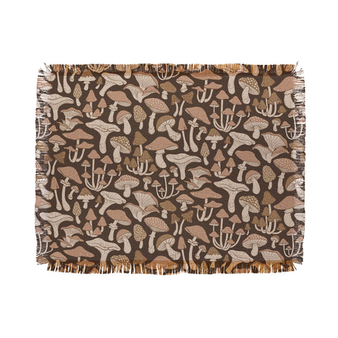 Avenie Mushrooms In Neutral Brown Throw Blanket