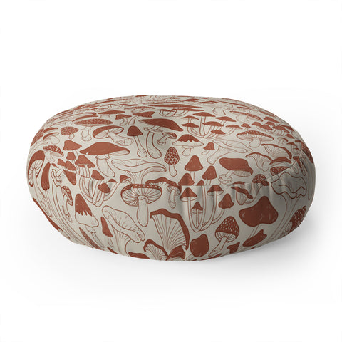 Avenie Mushrooms In Terracotta Floor Pillow Round