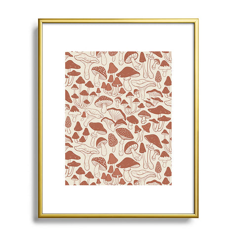 Avenie Mushrooms In Terracotta Metal Framed Art Print
