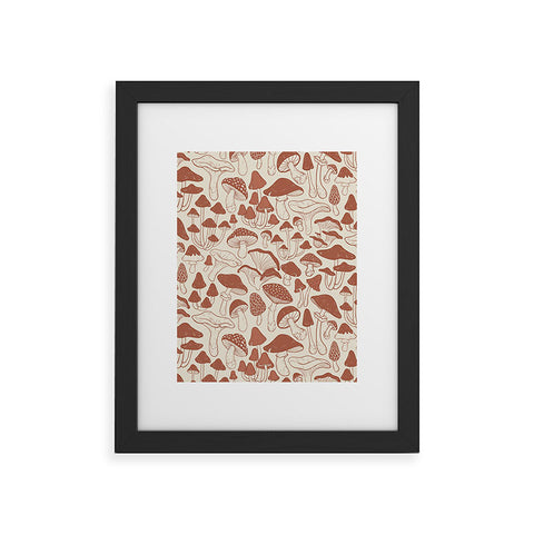 Avenie Mushrooms In Terracotta Framed Art Print