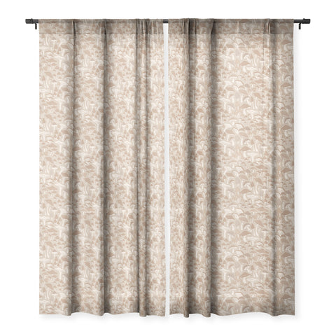 Avenie Mushrooms In Warm Neutral Sheer Window Curtain