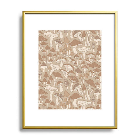 Avenie Mushrooms In Warm Neutral Metal Framed Art Print