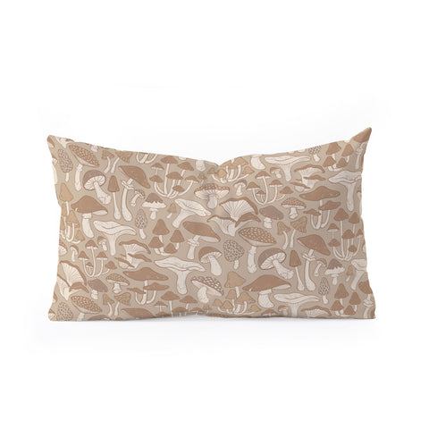 Avenie Mushrooms In Warm Neutral Oblong Throw Pillow