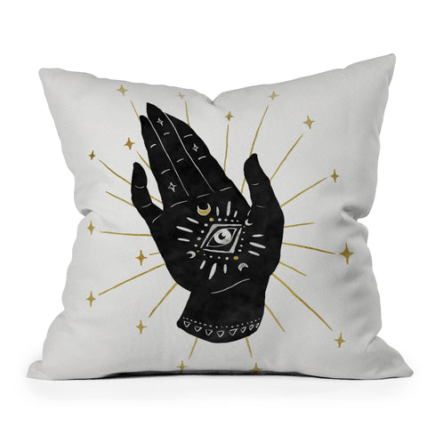 Avenie Mystic Hand with Eye Outdoor Throw Pillow