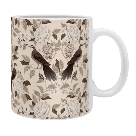 Avenie Neutral Bird Damask Coffee Mug