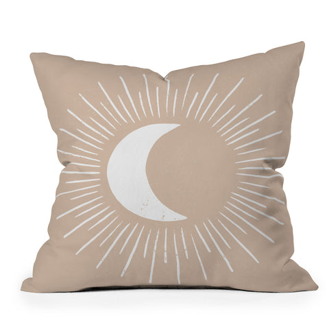 Avenie Nightglow Moon Neutral Outdoor Throw Pillow