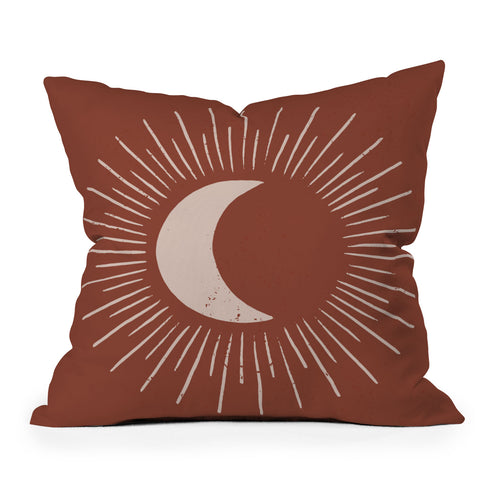 Avenie Nightglow Moon Rust Outdoor Throw Pillow