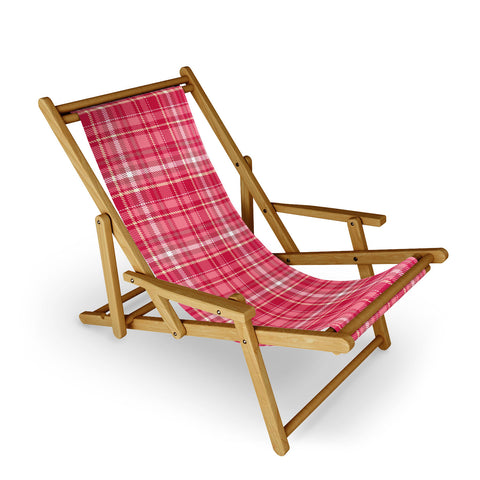 Avenie Pink Plaid Sling Chair