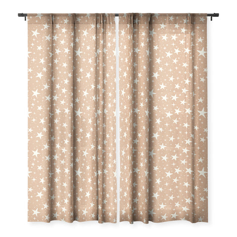 Avenie Stars In Neutral Sheer Window Curtain