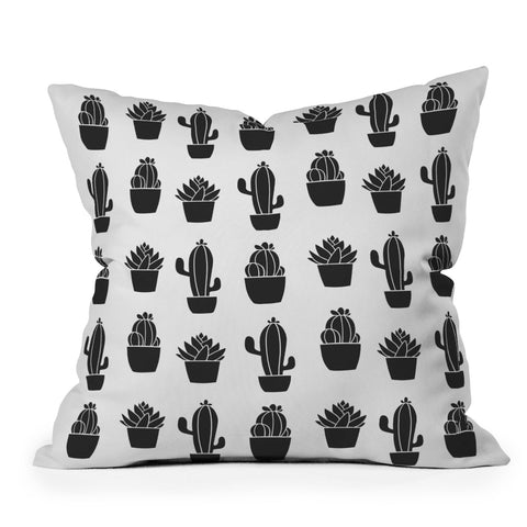 Avenie Succulents Black and White Outdoor Throw Pillow