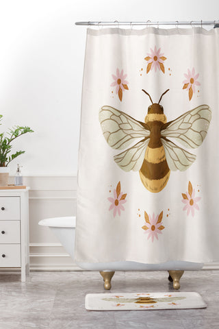 Avenie Sweet Spring Bee Shower Curtain And Mat