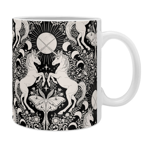 Avenie Unicorn Damask Black And Cream Coffee Mug