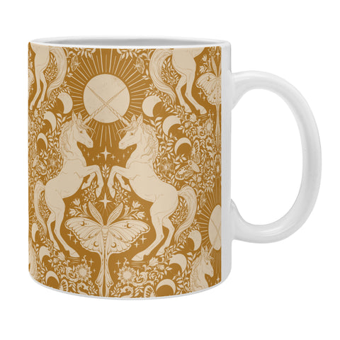 Avenie Unicorn Damask Bronze Orange Coffee Mug