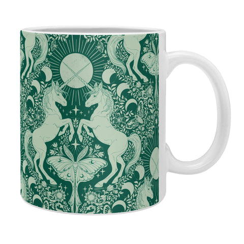 Avenie Unicorn Damask Green Coffee Mug