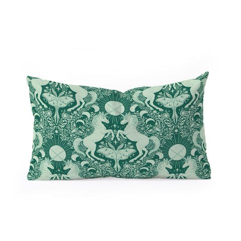 Avenie Unicorn Damask Green Oblong Throw Pillow
