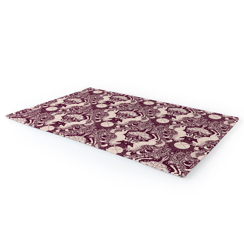 Avenie Unicorn Damask In Berry Red Area Rug