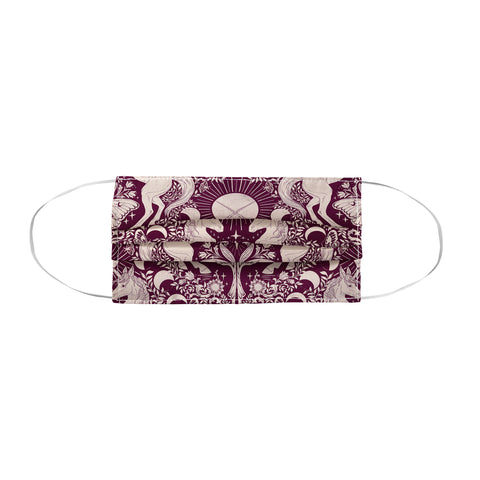 Avenie Unicorn Damask In Berry Red Face Mask