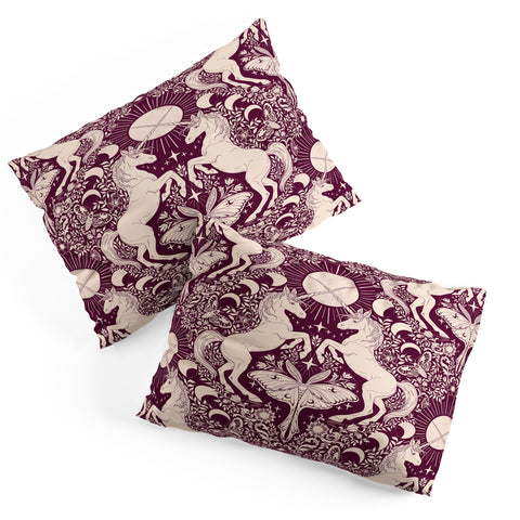 Avenie Unicorn Damask In Berry Red Pillow Shams