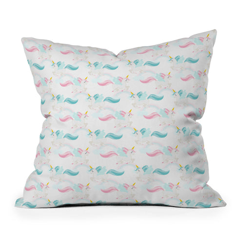 Avenie Unicorns Flying Outdoor Throw Pillow