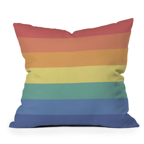Avenie Vintage Rainbow Stripes Outdoor Throw Pillow